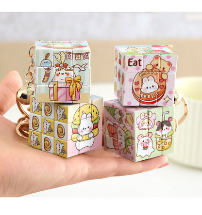 Mini cube Demon Keychain, Cartoon Hunters Figure Key Pendants Silicone for Bag backpack Keyring Decoration Pendants Adults Party Favors Birthday Party Supplies (Hamster)