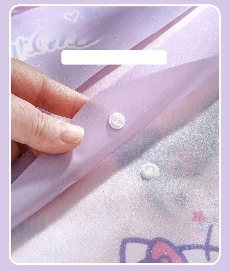 4PCS Plastic Wallets A4, 4 Different Designs Plastic Folders Popper Folder with Snap Closure, Lightweight Wallets for Document Office School for Kids Adults (My Melody 4pcs, A4)