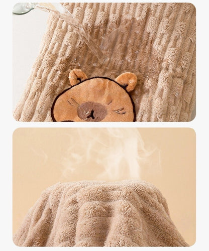 Cute Capybara Cat Bath Towels Set, Soft Super Absorbent Coral Fleece Bath Towel and Face Towel for Bathroom Hotel Gym Spa Beach (Cat)