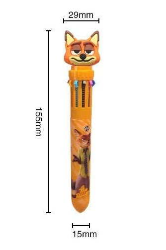 Multicolor teddy bear Pens 0.5mm 10-in-1 Retractable Ballpoint Pens 10 Colors Transparent Barrel Ballpoint Pen for Office Supplies and kids school（Minnie）