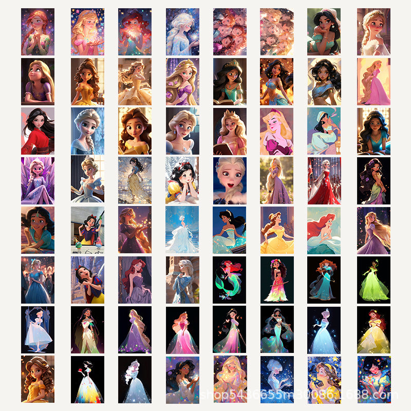 65pcs Princess Elsa Mermaid Snow White Rapunzel Kids Stickers Luggage Laptop Skateboard Waterproof Party Bag Fillers Waterbottle Decal Graffiti Patches