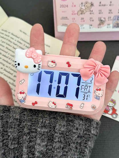 LED Digital Children Alarm Clock With Night Light - Light Alarm Clock for Girls Boys Teenagers School Back To School Gifts Dual Alarms Snooze Modes Temperature Dates display (Kuromi)