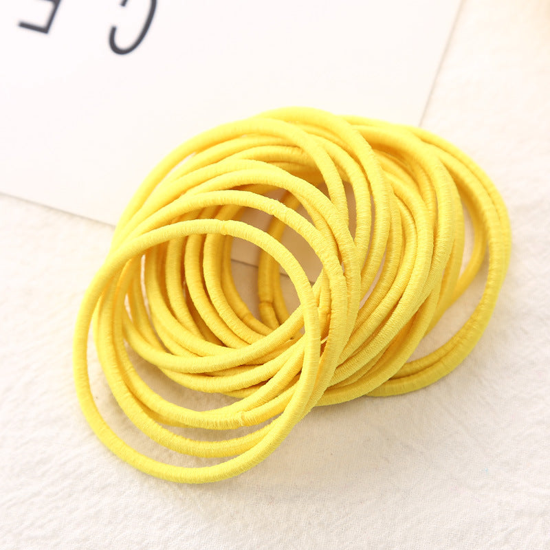 50Pcs Girls Women 2.5mm Thin School Uniform Endless Hair Elastics Bobbles Hair Ties Bands Ponios Ponytail Holders