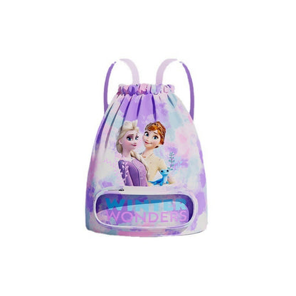 Spider Princess Elsa Drawstring Bag Kids Swimming Bag, Waterproof Swim Bag Girls Boys Swimming Bag Dry-Wetwith Zippered Pocket Shoe Compartment Sports Gym PE Beach Bag