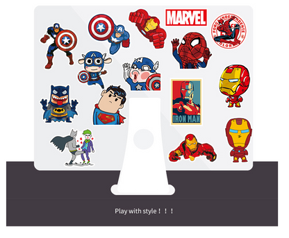 50pcs Princess Aven Superheros Toy Kids Stickers Luggage Laptop Skateboard Waterproof Party Bag Fillers Waterbottle Decal Graffiti Patches