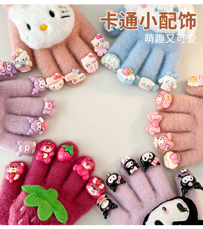 Full Finger Gloves Elsa Winter Knit Warm Mittens Soft Lined Fleece Thermal Outdoor Stretchy Gloves for Kids boys girls