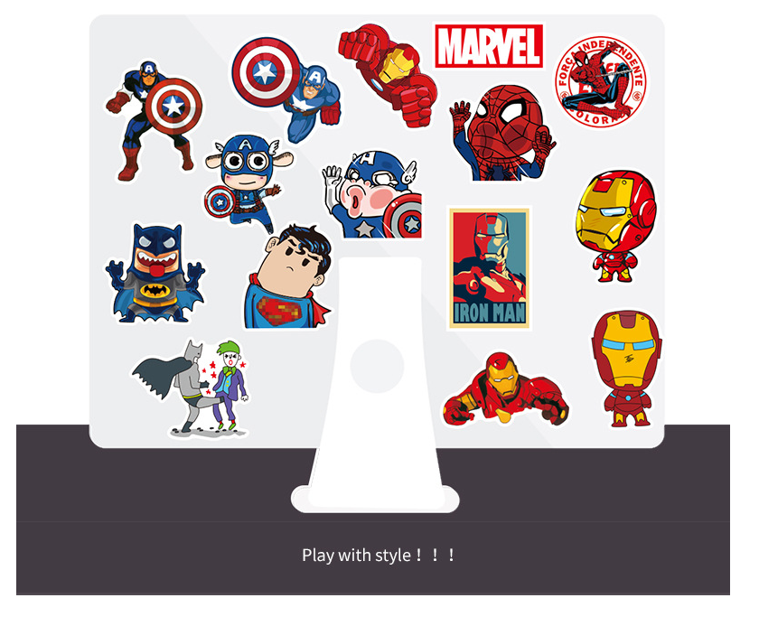 50pcs Princess Aven Superheros Toy Story Kids Stickers Luggage Laptop Skateboard Waterproof Party Bag Fillers Waterbottle Decal Graffiti Patches (Avengers)