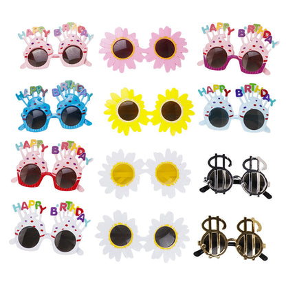 3 Pack Happy Sunglasses Birthday Glasses Lovely Cupcake Birthday Sunglasses for Women Kids Happy Party Glasses for Photo Props Party Decorations