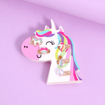 5pcs Adjustable Girls Rings Set Toys, Unicorn Finger Rings Princess Mermaid Rainbow Dress up for Children Kids Little Girls