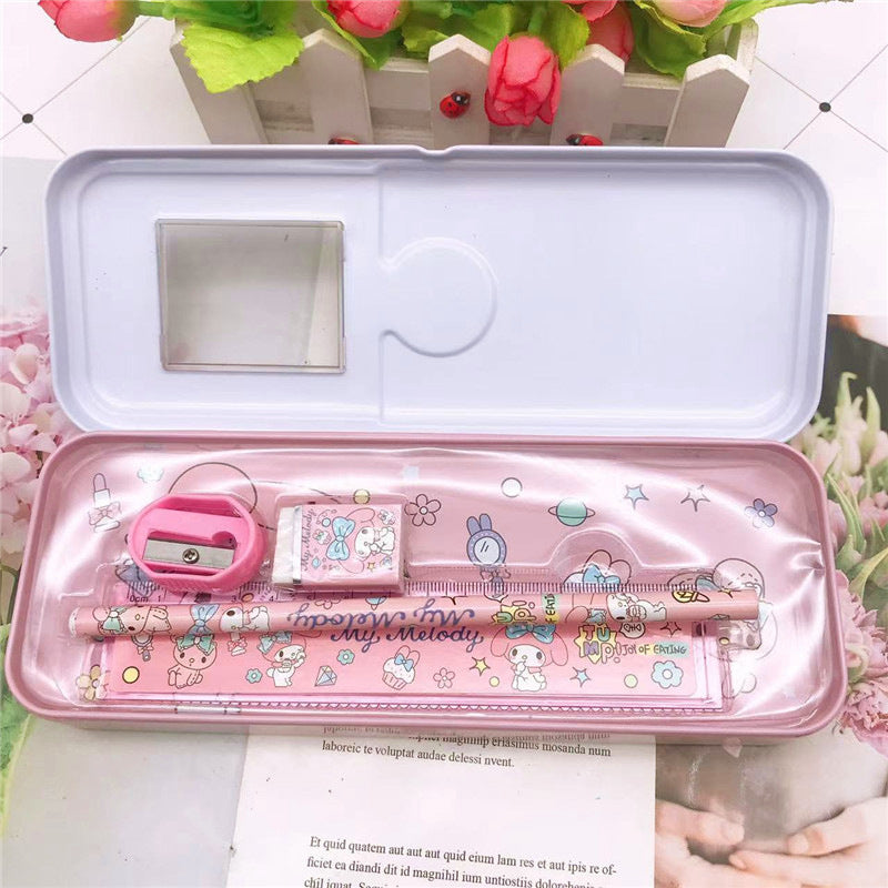 Cartoon Pencil Box with Sharpener & Eraser - Double Layer Metal Purple Pencil Box, Ideal for School & Birthday Gifts, Cartoon Pencil Childeren's Day Birthday Gift （Cinnamoroll）