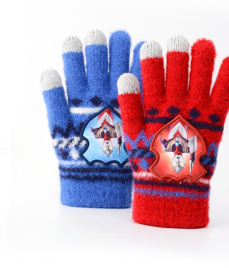 Full Finger Gloves Elsa Winter Knit Warm Mittens Soft Lined Fleece Thermal Outdoor Stretchy Gloves for Kids boys girls