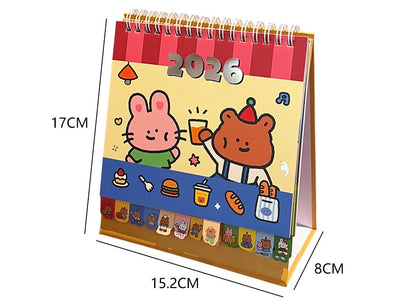 Desk Calendars,2026 Pet Theme Offices Calendar | Academic Planner with Wooden Base Puppy Kitten Design Organization for Daily Work School Teacher Kids Family Home Class (Bear)