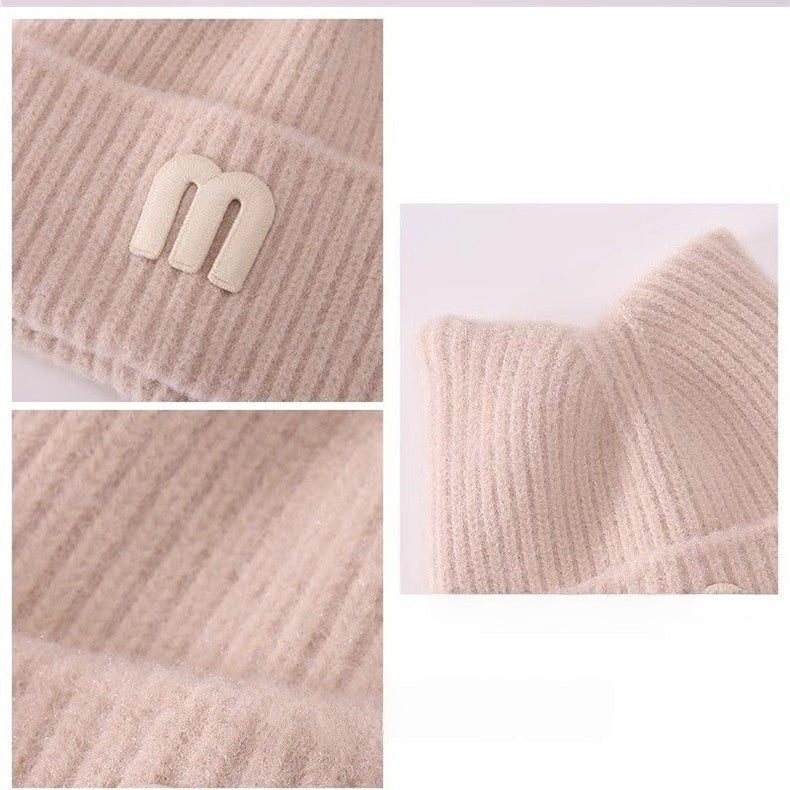 Baby Warm Hat Cute Bear Ear Hat Infant and Toddler Warm Ear Protection Knitted Wool Hat Autumn Winter For 2m-4years Boys And Girls In Winter (Baby Ivory)