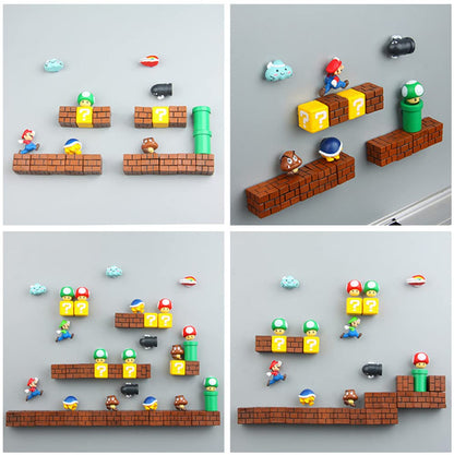 10/40PCS Super Mari Bros FRIDGE MAGNETS 3D Action Figures Kids Memo Party Bag Fillers Board Gift Refrigerator stickers