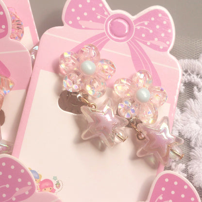 3 Pairs kids Clip On Earrings for Girls Cute Earrings No Pierced Princess Play Girls Dress Up Jewelry Set for Kids