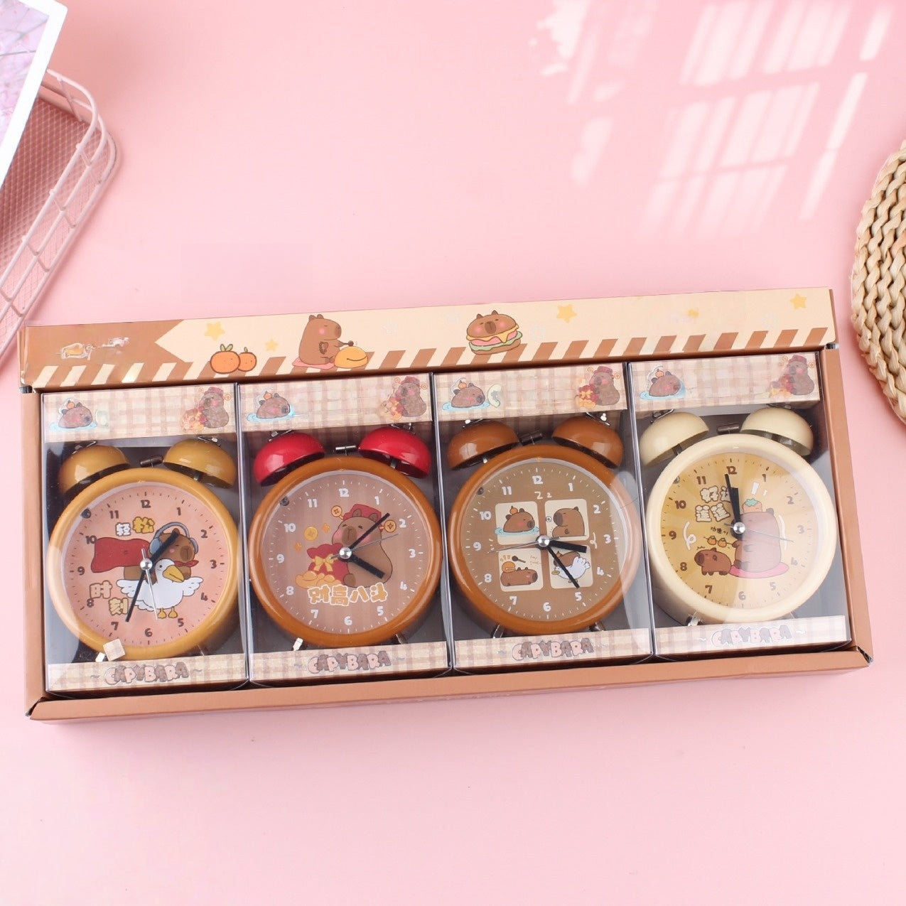 Capybara Panda Alarm Clocks Non-Ticking Kids Silent Bedside Alarm Clock, Loud Double Bell Clock With Backlight,Suitable For School Gift (Cinnamoroll(random color))