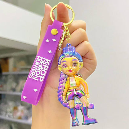Kpop 1pcs Demon Keychain, Cartoon Hunters Figure Key Pendants Silicone for Bag backpack Keyring Decoration Pendants Adults Party Favors Birthday Party Supplies（A）