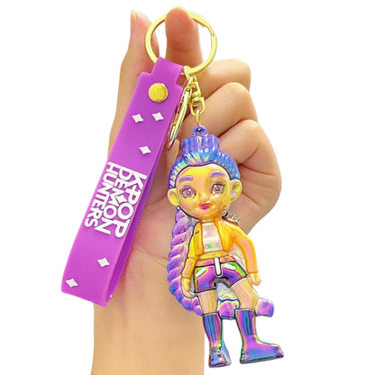 Kpop 1pcs Demon Keychain, Cartoon Hunters Figure Key Pendants Silicone for Bag backpack Keyring Decoration Pendants Adults Party Favors Birthday Party Supplies（A）