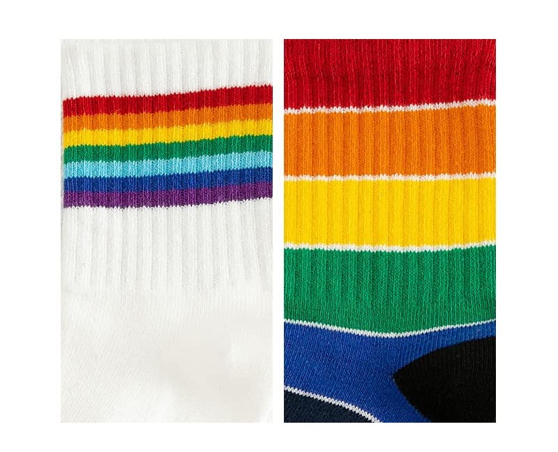 3 Pairs Kids Girls Boys ankle socks Rich Cotton Fashion Rainbow Stripe Breathable Lightweight Sport Socks Trainer Socks infant (Colour1 M(3-5years))