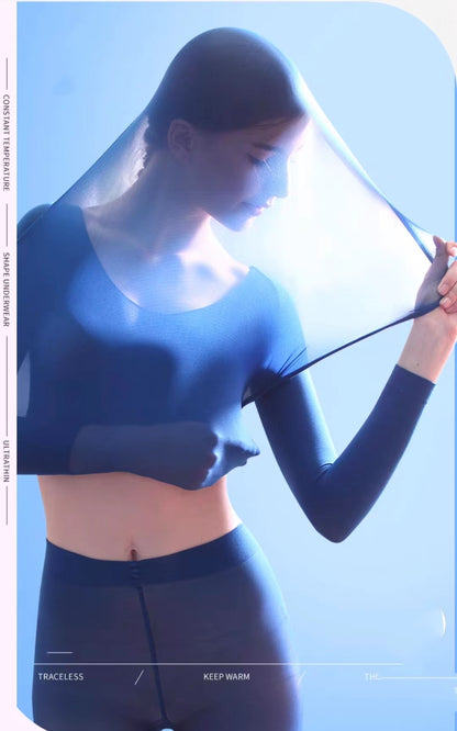 Women Ladies Thermal Underwear Set Soft Winter Warm Large Elasticity Special heat self body shaping Base Layer Tops & Leggings (Black, L(UK6-UK14))
