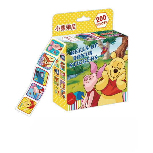 200pcs Kids Toddlers Princess Elsa Mickey Mouse Dinosaur Stickers Party Bag Fillers Boys Girls Teachers as Reward Craft Scrapbooking in Box Gift Set (Winnie The Pooh)