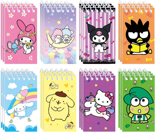 10 Pack Pocket Notebook Small Spiral 10 * 6CM Mini Notepad Princess Kids Colorful Memo Bulk Wired Lined for School Office Supplies Birthday Party Bag Fillers (Kuromi)