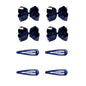 8pcs Women Kids Snap Bow Hair Clip Set Ribbon School Uniform Bows Metal Barrette