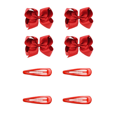 8pcs Women Kids Snap Bow Hair Clip Set Ribbon School Uniform Bows Metal Barrette (8PCS Royal Blue)