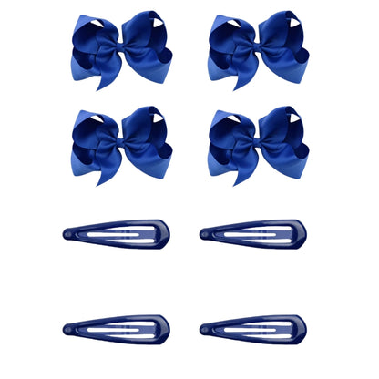 8pcs Women Kids Snap Bow Hair Clip Set Ribbon School Uniform Bows Metal Barrette