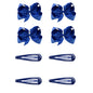 8pcs Women Kids Snap Bow Hair Clip Set Ribbon School Uniform Bows Metal Barrette (8PCS Royal Blue)