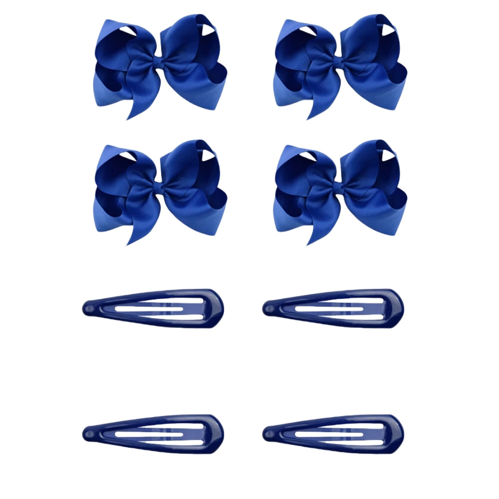 8pcs Women Kids Snap Bow Hair Clip Set Ribbon School Uniform Bows Metal Barrette (8PCS Red)