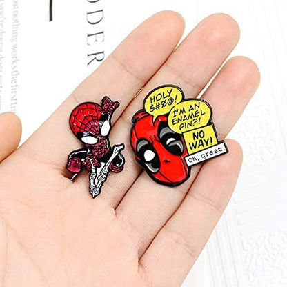 4PCS Stich Spider Medal Wopin Enamel Pins Cute Collectable Novelty Brooch Lapel Pin Badge for Backpacks Jackets Bags Gift Idea(Spiderman)