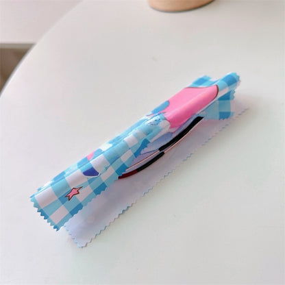 Lovely cat Cartoon Hard Shell Eyeglasses Cases Girl Protective Case Storage Box With Glasses Cloth for Teen PU leather eyegalss case (Cinnamoroll)