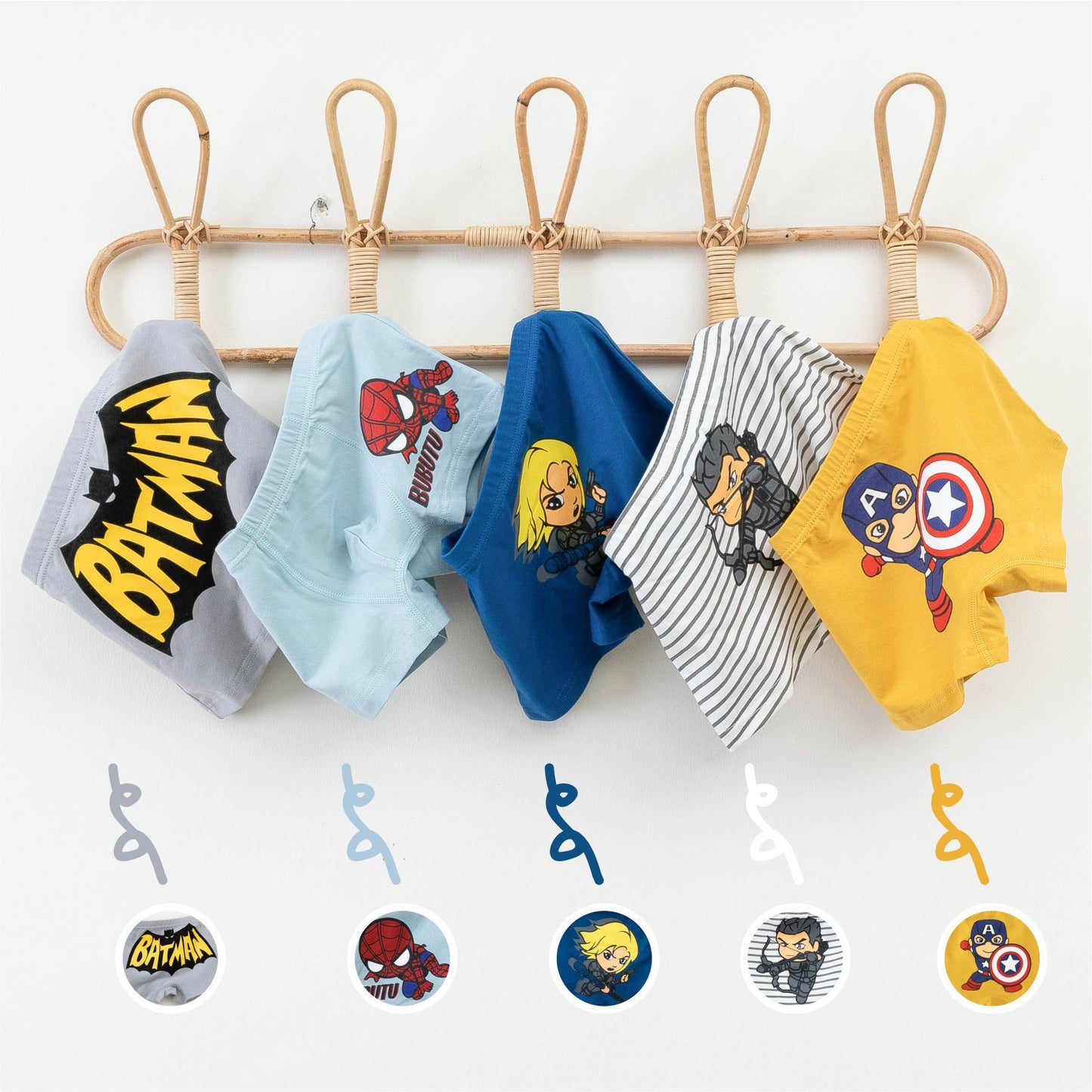 4/5 Pack Boys and girls Kids Avengers Superhero Spiderman Batman Underwear Toddler Briefs Shorts Pants Cotton underpants Box Gift Set