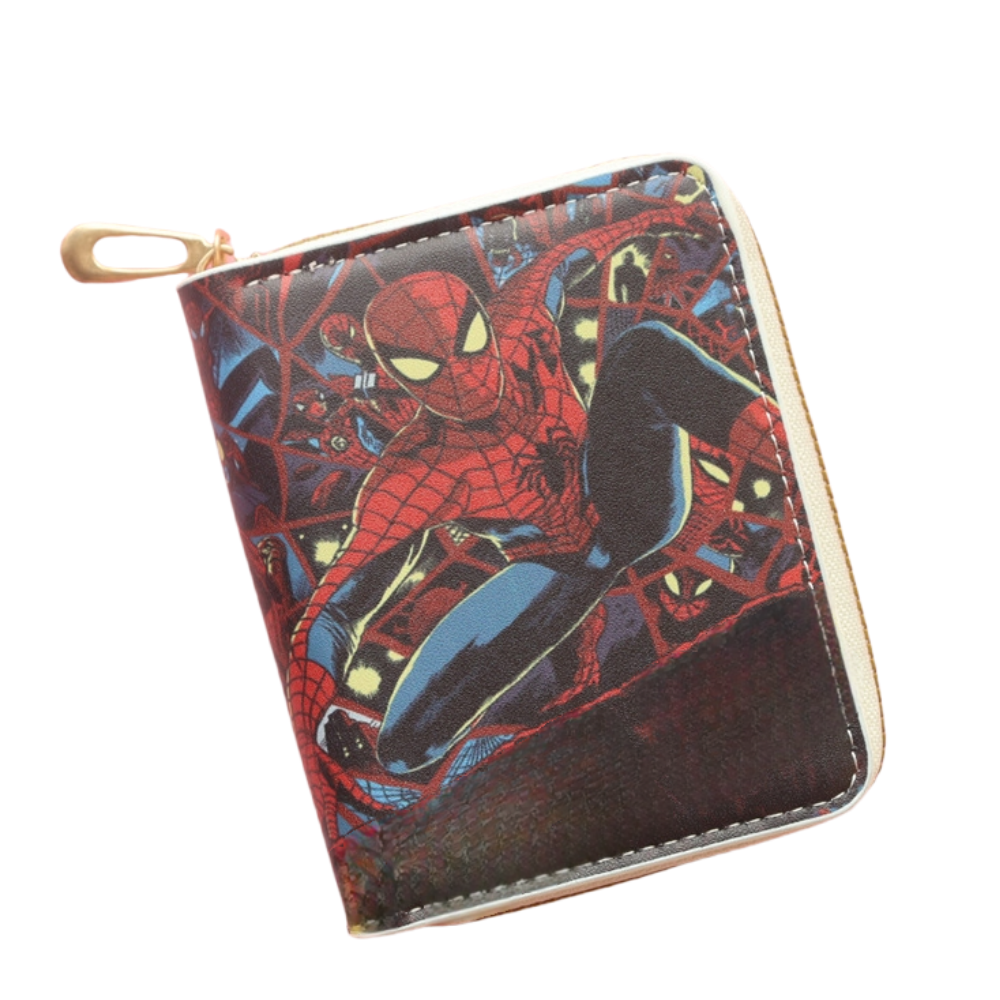 Kids GIrls Women Wallet Cute Trifold Wallet with Coin Purse Card Slots with zip pockets Gifts PU leather (Spiderman)