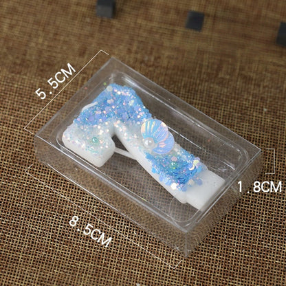 Mermaid Birthday Candles Shell Sequins Candles for Cake Blue Ocean Beach Birthday Cake Sequins Shell Number Toppers for Girls Boys Party Decorations (Blue, Number 3)