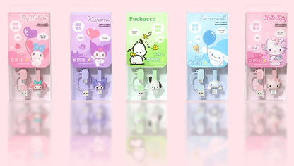 Cute Kitty Cartoon Charging Cable - Pink 2-in-1 Multi-Connector USB-C to USB-C/-C to C 3A USB Cable for Fast Charging, 1m Transfer Cable, USB-A Adaptor Included, Fast Charger Compatible