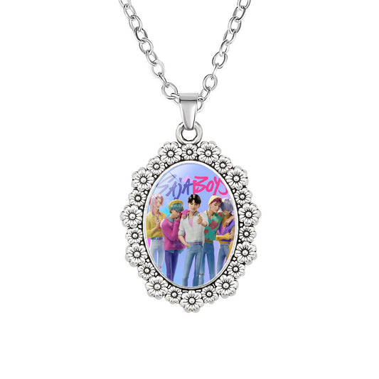 KPop Demon Necklace, Moon Pendant Necklace Cosplay Christmas Party Costume Accessories for Fans, Women, Girls (15)