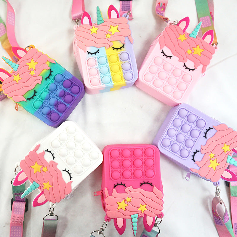 Purse Girls Silicone Mini Children's Coin Purse Cute Cartoon Shoulder Bag Crossbody Bag Accessories Bags Adjustable Strap for Kids Gift Travel Holiday