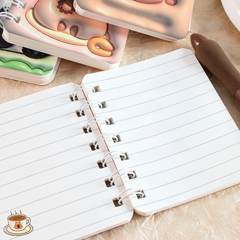 4PCS cute unicorn bus Notebook Wirebound Small Mini Pocket Journal Diary for Girls Boys Kids Gift Spiral bound A7 Lined Notebook Writing Drawing Notepad (Pandas)
