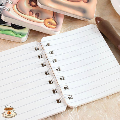 4PCS cute unicorn bus Notebook Wirebound Small Mini Pocket Journal Diary for Girls Boys Kids Gift Spiral bound A7 Lined Notebook Writing Drawing Notepad (Pandas)
