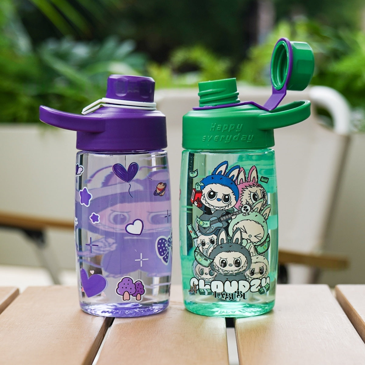 Water Bottle Reusable Kids PP with Two Lids Leak Proof with straw Lid BPA Free Drinking bottle (Fariy 700ml)