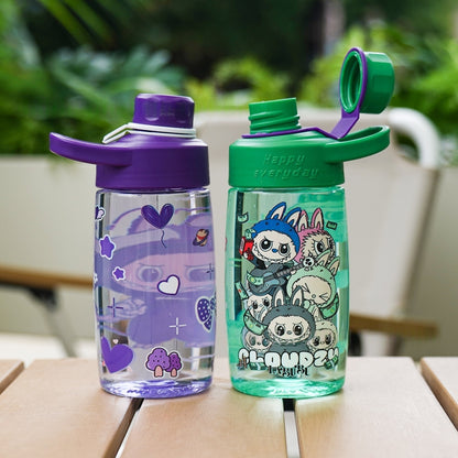 Water Bottle Reusable Kids PP with Two Lids Leak Proof with straw Lid BPA Free Drinking bottle (Fariy 700ml)