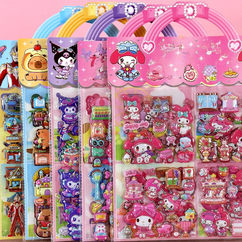 Kids Cartoon Puffy Stickers,Girls Kpop Hunters, 3D Stickers Variety Pack, Party Favor for Kids, Waterproof Stickers Cute Capybara (Kuromi)