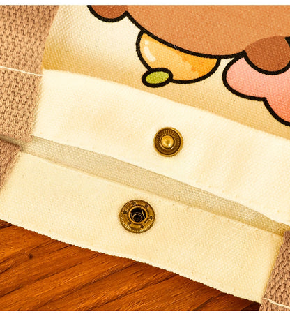 Capybara cute bear dog Tote Bag With Canvas Tote Bag Casual Reusable Shopping Bag With Washable Foldable Shopper Bag For Women Girls（Capybara）