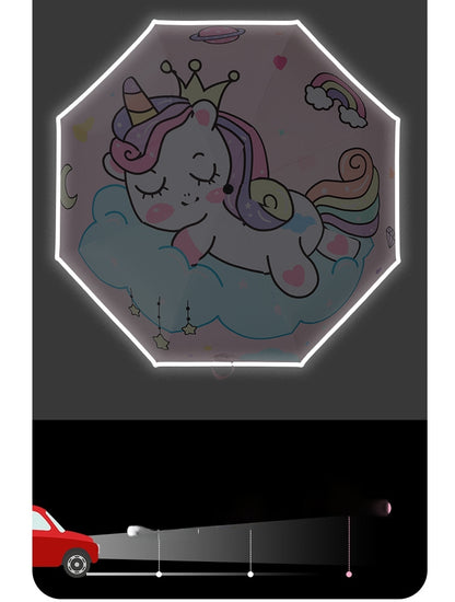 Umbrella for  Teens Kids Folding Telescopic UV Protection Umbrella Lightweight Travel School Work Gifts Girls Boys (Unicorn)