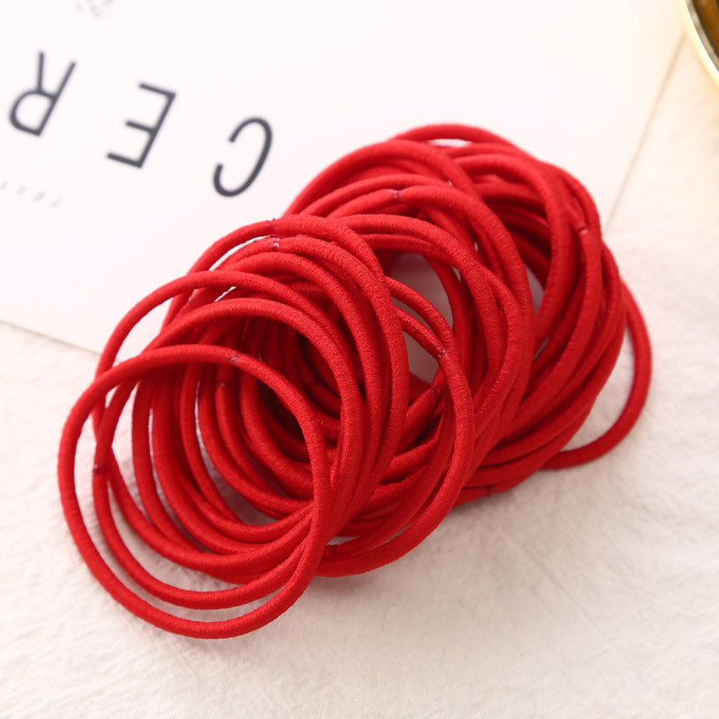 50Pcs Girls Women 2.5mm Thin School Uniform Endless Hair Elastics Bobbles Hair Ties Bands Ponios Ponytail Holders
