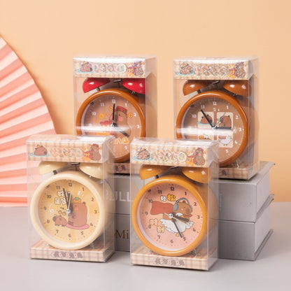 Capybara Panda Alarm Clocks Non-Ticking Kids Silent Bedside Alarm Clock, Loud Double Bell Clock With Backlight,Suitable For School Gift (Cinnamoroll(random color))