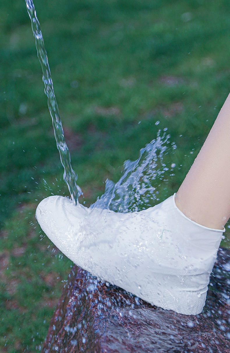 2pcs Rain Shoe Covers Latex Waterproof Shoe Covers Unisex Shoes Protectors Reusable Non-Slip Rain Boot Overshoes Walking Shoes Accessories