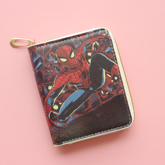 Kids GIrls Women Wallet Cute Trifold Wallet with Coin Purse Card Slots with zip pockets Gifts PU leather (Spiderman)